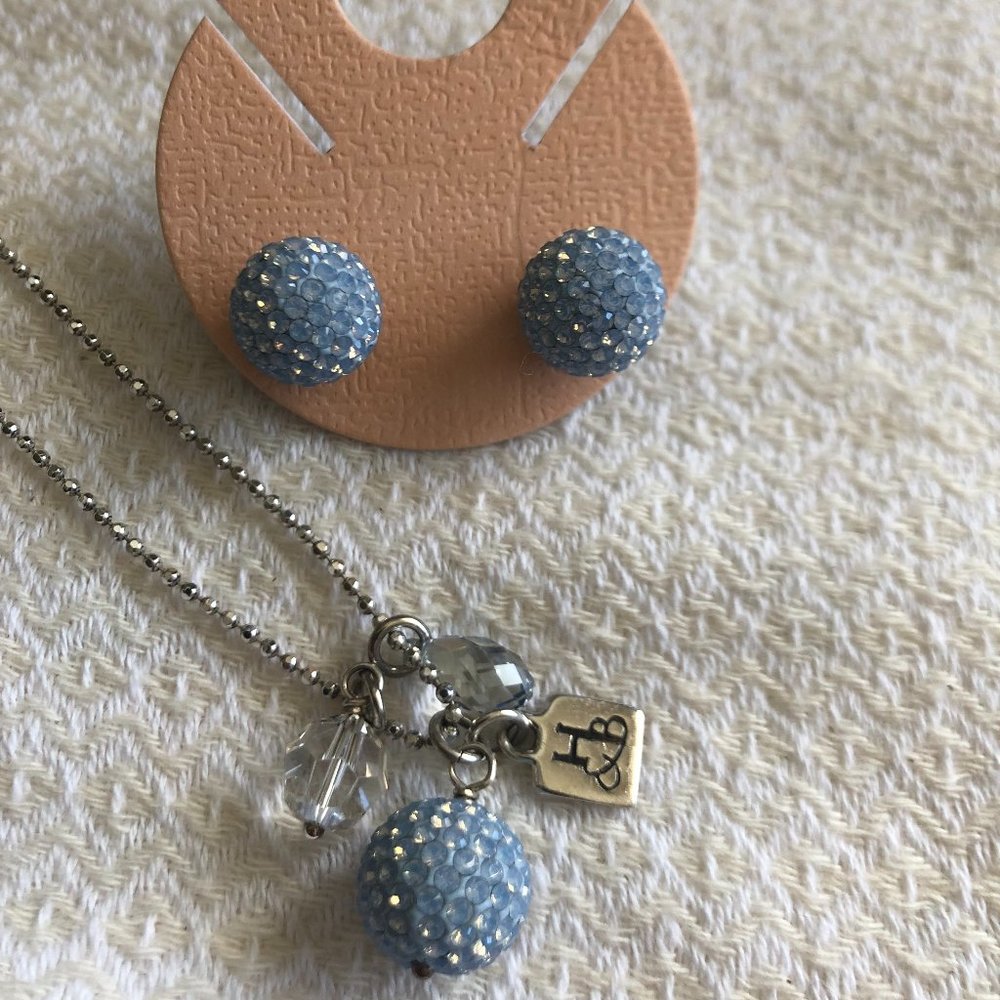 Hillberg & Berk Sparkle Earrings & Necklace Blue Water Opal